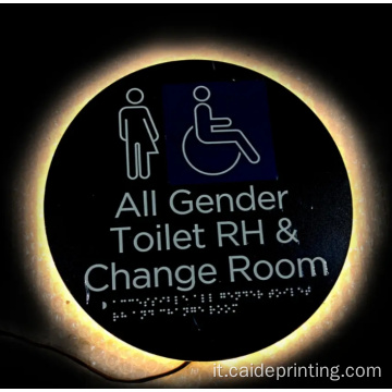 Segnale di toilette Braille in metallo a LED personalizzato